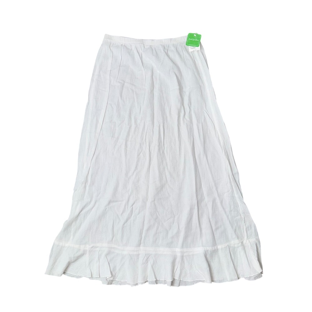 Fresh Produce Maxi Skirt Womens XL White NEW Cotton Gauze Ruffle Hem Boho